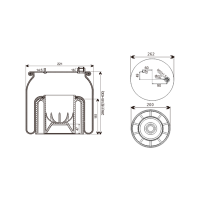 VIGOR 1V6173 Truck Air Spring Assembly with Plastic Piston 6173 NP40 Reference