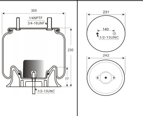 Molla pneumatica del Firestone W01-358-8204 per il FAS Olanda 90557223 del camion