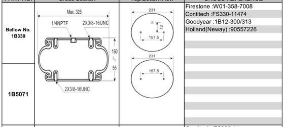 Soffietti industriali dell'aria del singolo airbag complicato del Firestone W01-358-7008