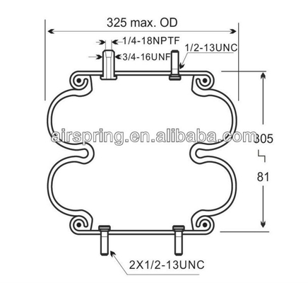 Doppia sospensione complicata Goodyear 2B12-313/Contitech FD330-22 364/Firetone W01-358-7405 dell'aria della molla pneumatica